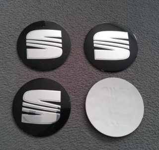 Tapas centro llanta Seat 90mm Negras/ plata 4 Unid