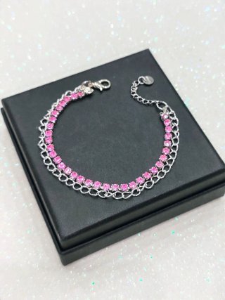 Bracciale doppio giro con strass rosa