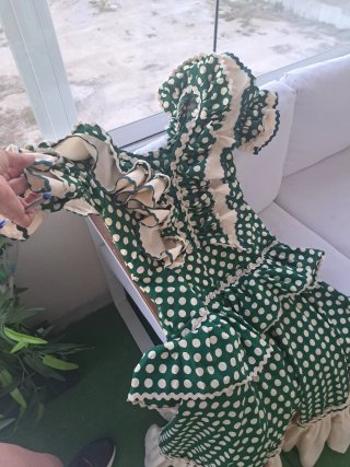 Vestido Rociero Verde Lunares