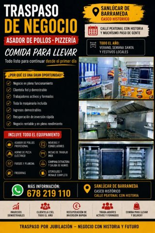 Traspaso de asador pizzeria  Sanlúcar de Barrameda