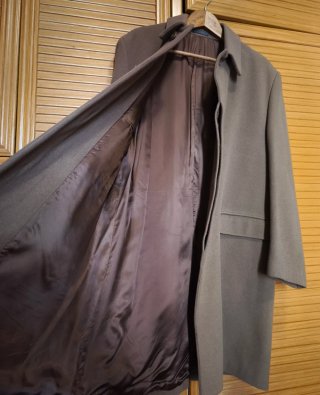 Abrigo largo Zara Made in Italy 80% lana XL Marrón