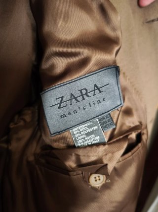 Abrigo largo Zara Made in Italy 80% lana XL Marrón