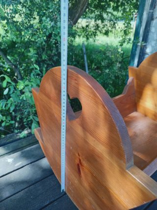 Culla Oscillante per Bambole in Legno di Pino Vintage