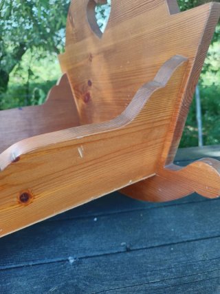 Culla Oscillante per Bambole in Legno di Pino Vintage