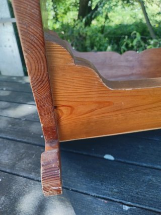Culla Oscillante per Bambole in Legno di Pino Vintage