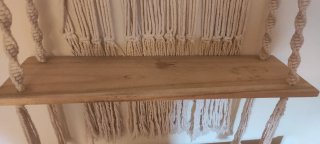 Tapiz Macramé Beige con Estante de Madera