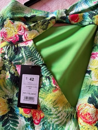 Vestido verde estampado floral von cinturón