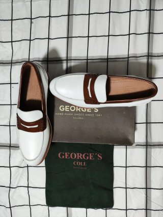 George's Zapatos Mocasines Blanco y Marrón