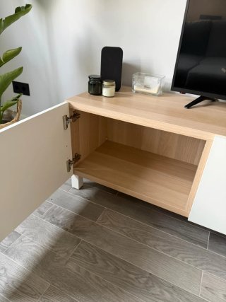 Mueble TV Ikea Besta Blanco y Madera 180x38x40