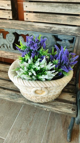 Vaso da fiori in pietra stile cesta