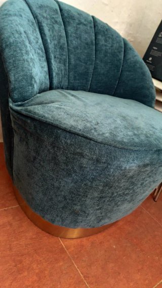 Sillón Art Decó Terciopelo Azul y Dorado