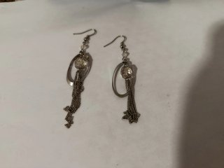 Pendientes largos bisutería plateados