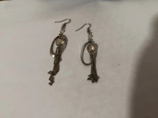 Pendientes largos bisutería plateados