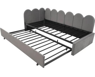 Cama nido desplegable tapizada gris