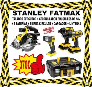 PACK STANLEY TALADRO + SIERRA + LINTERNA