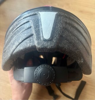 Casco bici niña rosa lunares blancos