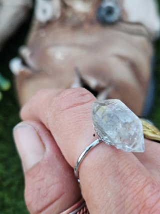 Anillo Cuarzo Herkimer Diamante Plata