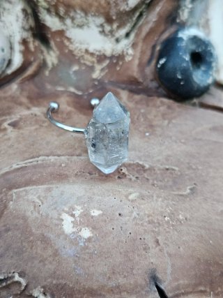 Anillo Cuarzo Herkimer Diamante Plata