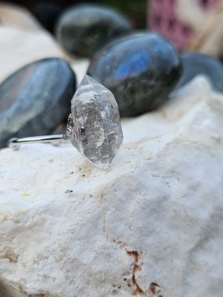 Anillo Cuarzo Herkimer Diamante Plata