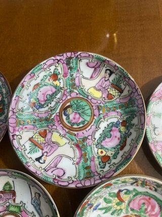 5 platitos porcelana antigua China Macao