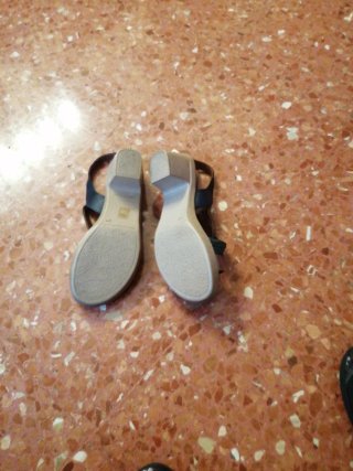 Sandalias mujer verde azulado y doradas