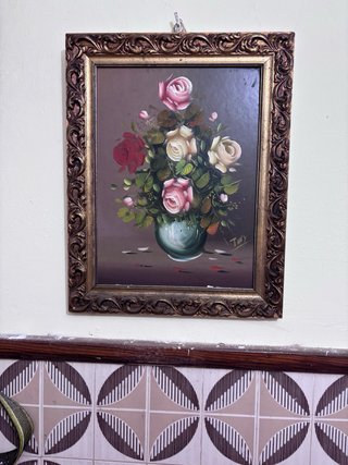 Cuadro de flores rosas y rojas
