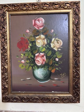 Cuadro de flores rosas y rojas