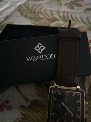 Reloj Wishdoit Hombre Cuadrado Marrón Dorado