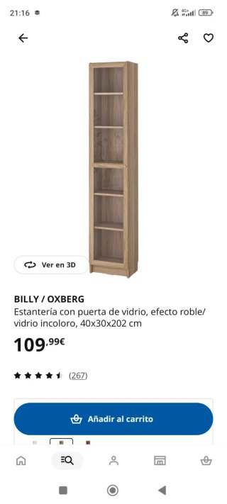 Vitrina Billy Oxberg Madera y Cristal