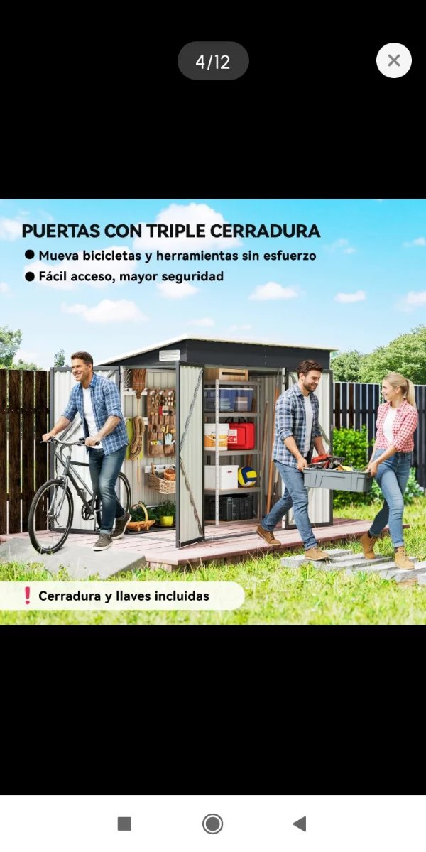 Cobertizo acero Caseta exterior 2,7m² 234x132x185c