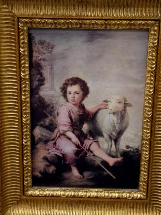 Cuadro Murillo "El Buen Pastor" marco antiguo