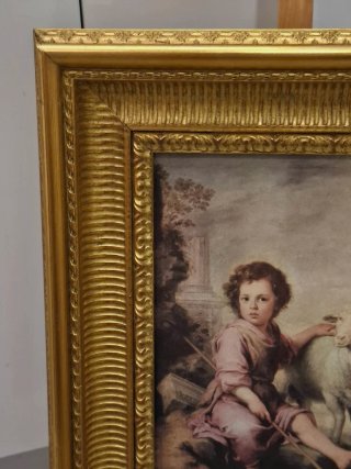Cuadro Murillo "El Buen Pastor" marco antiguo
