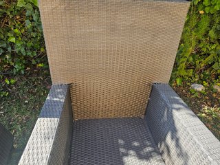 2 Sillones grandes + mesa Ratan Sintético gris