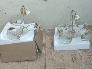 Lámpara de techo de cristal y metal