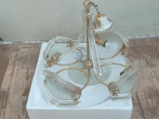 Lámpara de techo de cristal y metal
