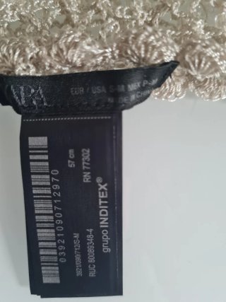 Gorro crochet Zara abalorios beige/dorado