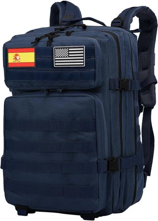 Mochila Táctica Militar 50L Azul Marino + 2 Parche