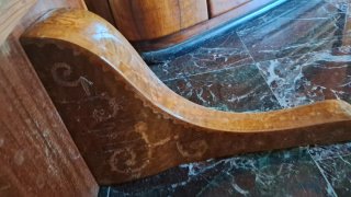 Mensola vintage legno e marmo