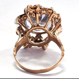 Anillo Oro Rosa 9k Topacio Azul