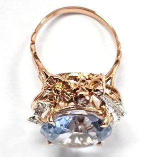 Anillo Oro Rosa 9k Topacio Azul