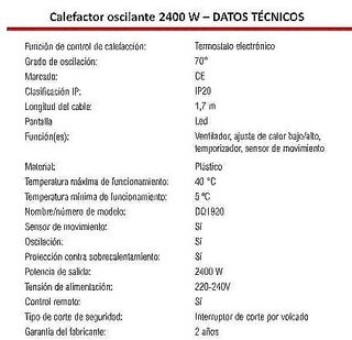 CALEFACTOR OSCILANTE 2400W