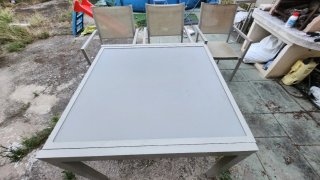 Mesa y 3 Sillas Jardín Cristal/Metal