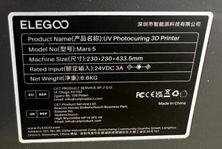 Elegoo Mars 5 con pantalla lista para imprimir