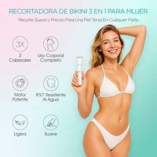 Rasuradora VOGOE Mujer 3 En 1 Blanca y Dorada