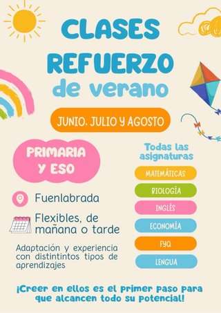 Clases de refuerzo verano Fuenlabrada