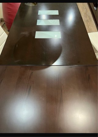Mesa comedor extensible ,wengue maciza con cristal