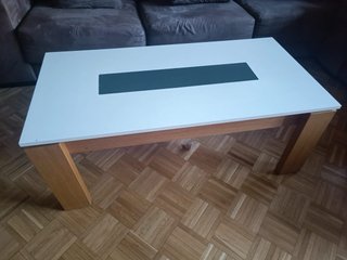 Mueble de salón modular madera y blanco