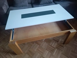 Mueble de salón modular madera y blanco