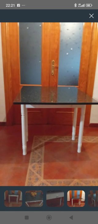 Mesa cocina blanca con encimera  gris marengo