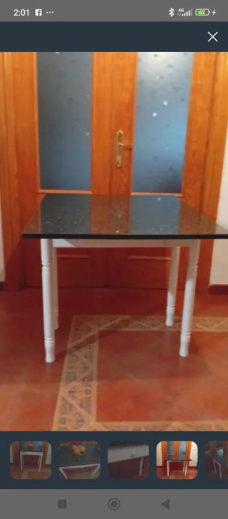 Mesa cocina blanca con encimera  gris marengo